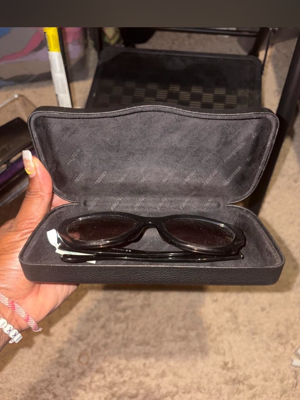 Balenciaga Black Oval Women's Sunglasses with Case